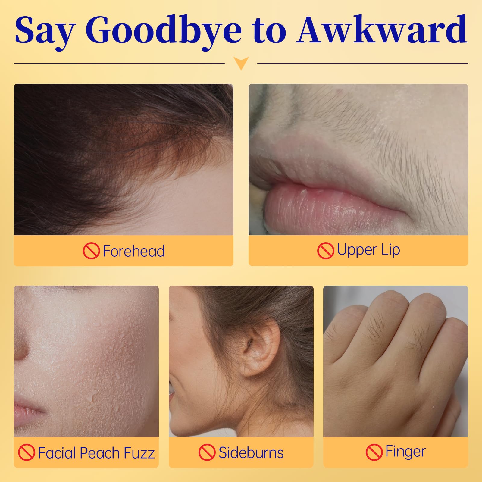 Facial Hair Removal For Women, Painless & Gentle Hair Removal Cream | Chin | Upper Lip | Cheeks for Sensitive Skin (5 Min, 7 Days) - 1.69Fl Oz