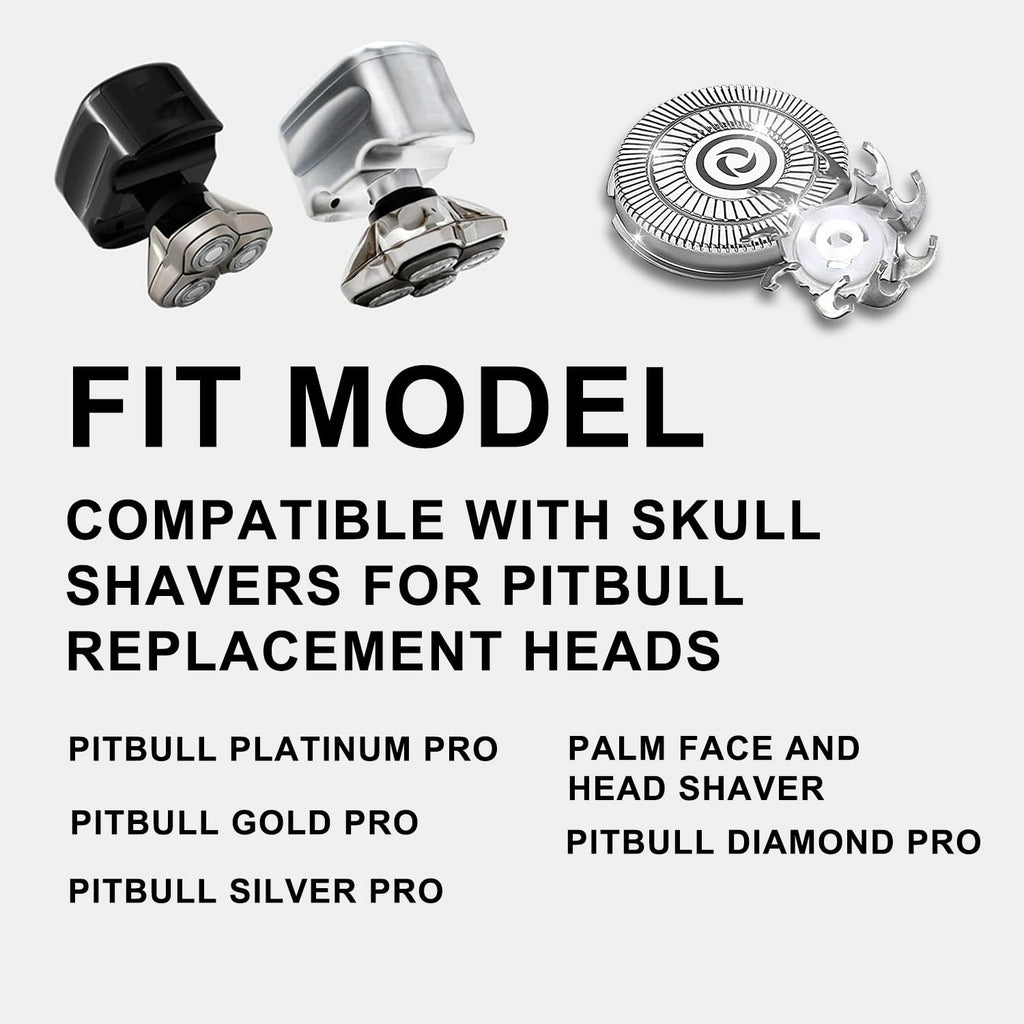 Head Shaver Replacement Heads Compatible with Sk-ull Shaver Pitbull Gold PRO, Pitbull Silver PRO, Palm, Pitbull Platinum PRO, Electric Razor Replacement head for Superior Shaving (12 PACKS)