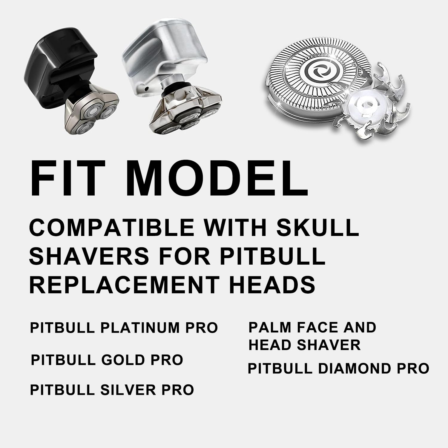 Head Shaver Replacement Heads Compatible with Sk-ull Shaver Pitbull Gold PRO, Pitbull Silver PRO, Palm, Pitbull Platinum PRO, Electric Razor Replacement head for Superior Shaving (12 PACKS)