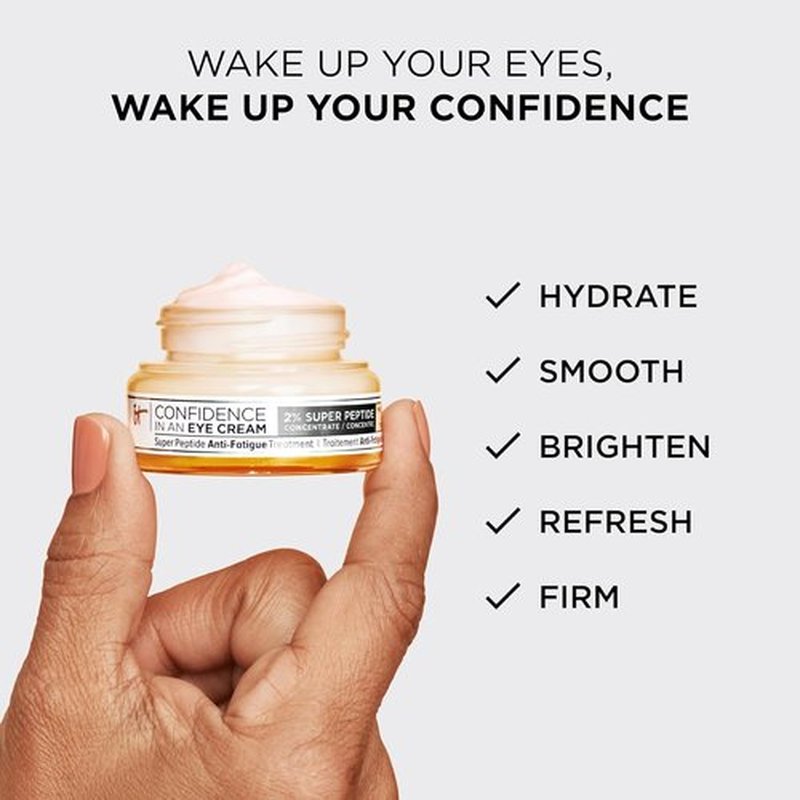 IT Cosmetics Confidence in an Eye Cream - Anti-Aging Peptide Formula for Dark Circles & Wrinkles, 48HR Hydration, 2% Super Peptide Concentrate, All Skin Types
