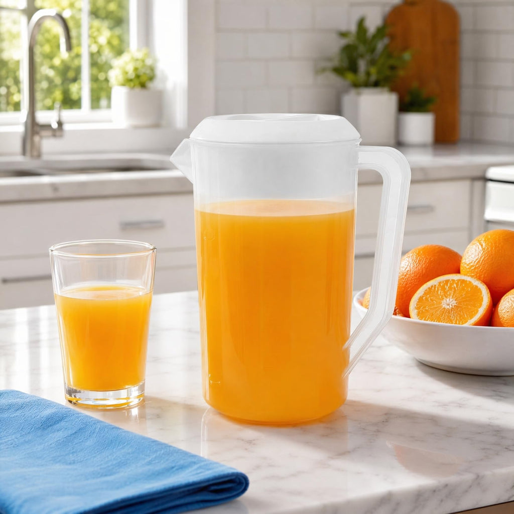 Housoutil 2.5L Plastic Beverage Pitcher Jug with Lid with Measurements