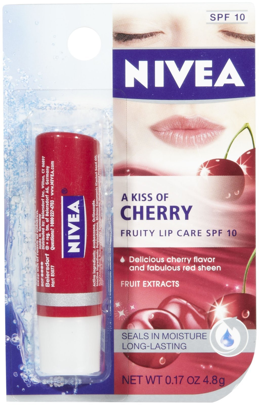 Nivea A Kiss of Cherry Flavored Tinted Lip Care 0.17Oz Lip Balm