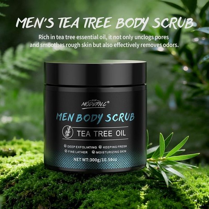 Men's Body Scrub by [Brand Name] - Exfoliating Tea Tree Oil Formula for Smooth Skin | 2% BHA & 10% AHA