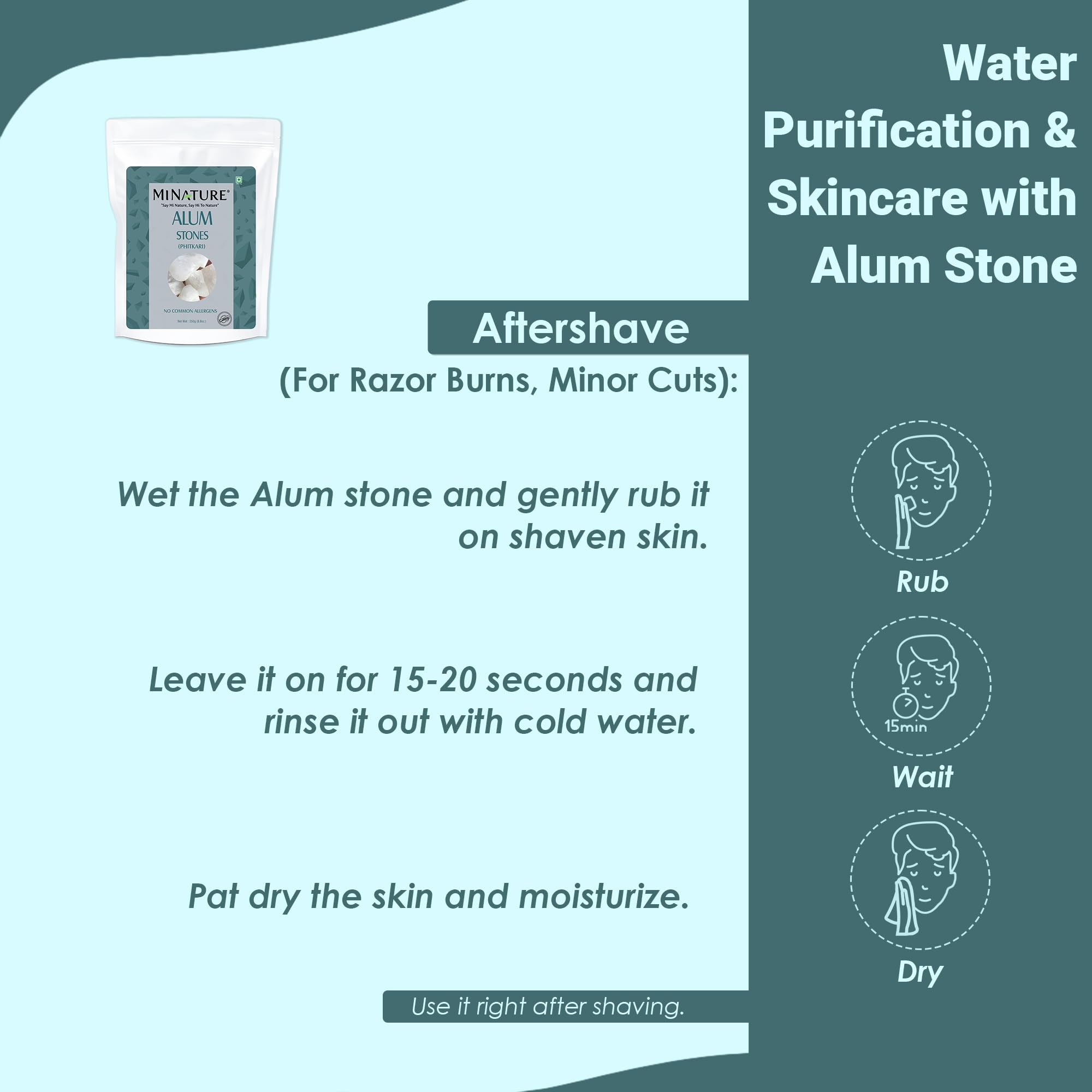 minature Potassium Alum Stone 250g |Phitkari Block| Pure Fitkari for Post Shave Care | Skin Care & Multiple Uses| Natural Deodorant