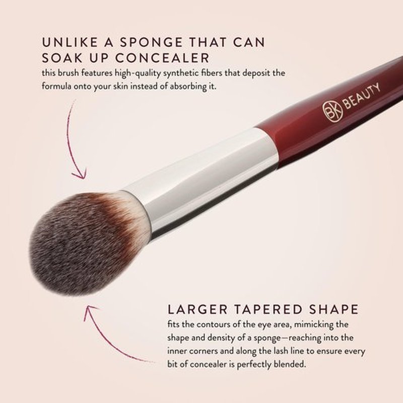BK BEAUTY 110 LARGE CONCEALER BRUSH – Dense Tapered Under-Eye Concealer Brush for Quick Blending, Full Coverage Finish, No Product Absorption