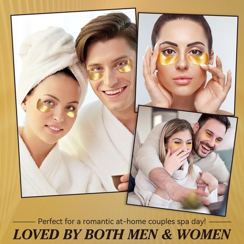 24k Gold Under Eye Patches, 60 Pcs Hydrogel Eye Mask Skincare with Collagen and Hyaluronic Acid for Puffiness, Dark Circles and Fine Lines, Cooling Under Eye Mask for Women and Men