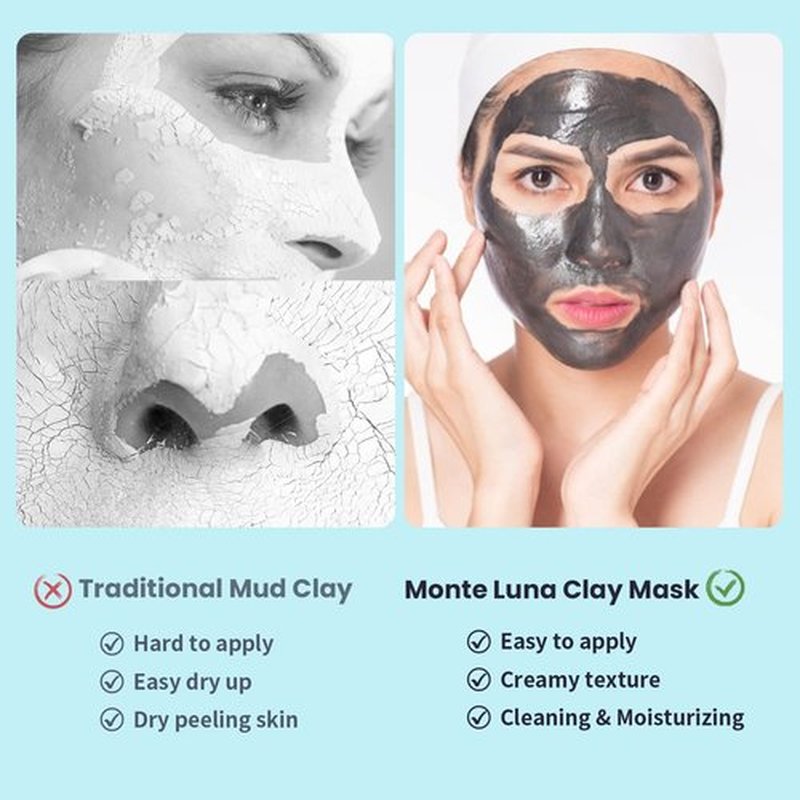 BOJICA 3PCS Clay Face Mask Skincare - Facial Skin Care Mask for Deep Pore Cleansing Turmeric Dead Sea Mud Green Tea Purifying and Hydrating - Reduce Acne Blackheads for Women and Men 2.5 OZ each