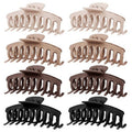 TOCESS Hair Claw Clips for Women - 8PK Large Neutral Matte Jumbo Hair Clips for Thick, Thin, Long, Short, Curly Hair Girls, Big Jaw Clip Set for Daily Use