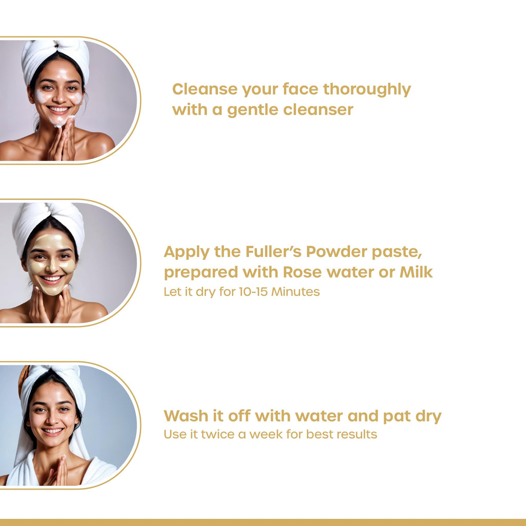 DPetals Fuller's Earth Powder for Face, Skin and Hair, Pure & Natural, Multani Mitti, Chemical Free 3.5 Oz | 100 g Pack