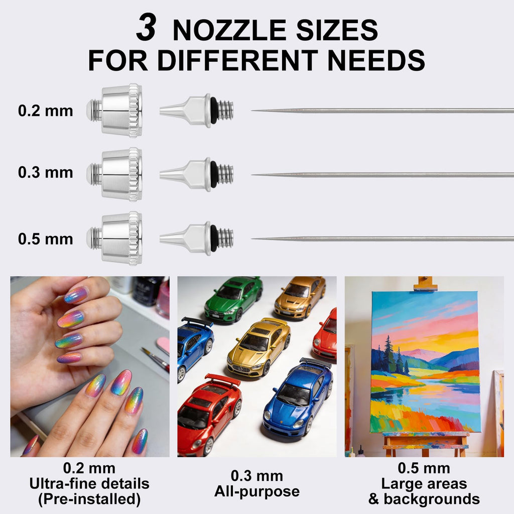 Roizefar Dual-Action Gravity Airbrush Gun with 4 Cleaner for Model Painting