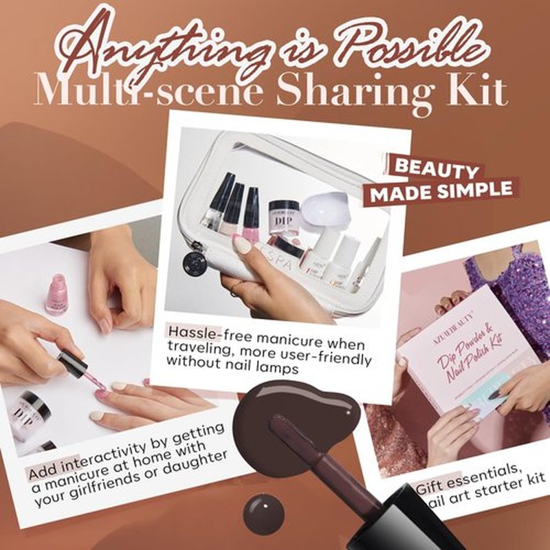 AZUREBEAUTY Nail Polish Set, Fall Winter Brown Glitter 4 Colors Nail Lacquer for Fragile Nail with High Shine Fast Dry Top Coat