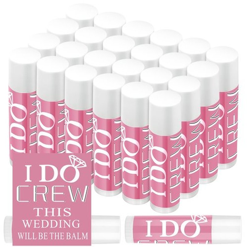 Suttmin 24 Pcs Bachelorette Lip Balm I Do Crew Wedding Party Gifts Bachelorette Lip Balm Gift Wedding Favors for Party Guest Supplies(Pink)