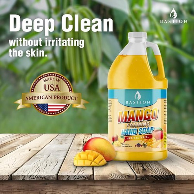 Bastion Antibacterial Hand Soap - Mango Scented Foaming Wash - 64 oz. Refill Jug | Non-Toxic & Made in the USA