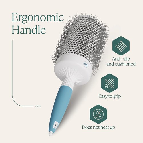 Skiennix Round Brush for Blow Drying - Extra Large Ceramic Ion Thermal Barrel for Maximum Volume | Lightweight Hair Brush (Bristle 3.4 in, Barrel 2.5 in)