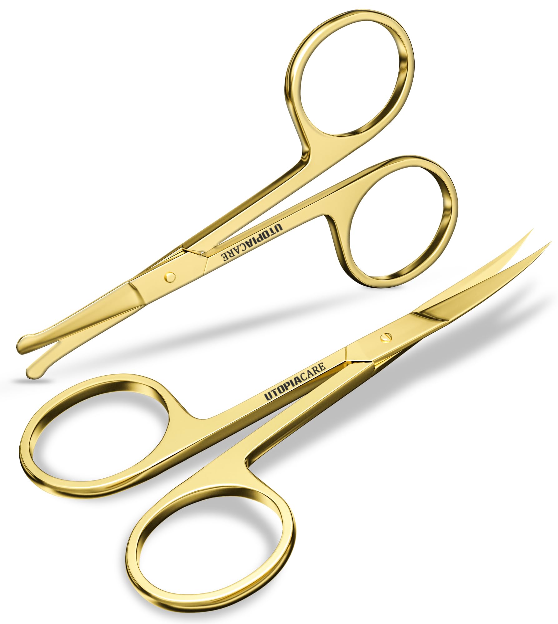 Utopia Care Eyebrow Scissors, Professional Stainless Steel Small Shears for Men and Women, Nose Hair Scissors for Grooming Mustache, Beard, Eyelashes, Ear Hair Trimming, Green