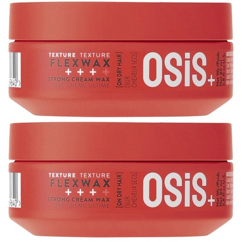 OSiS+ Flexwax, 2.8 oz (2 Pack) – Ultra Strong Cream Wax – Long-lasting Hold for Creative Hair Styling – Moldable Texturizing Product for Wild Hair Styling and Shine – Washes Out Easily