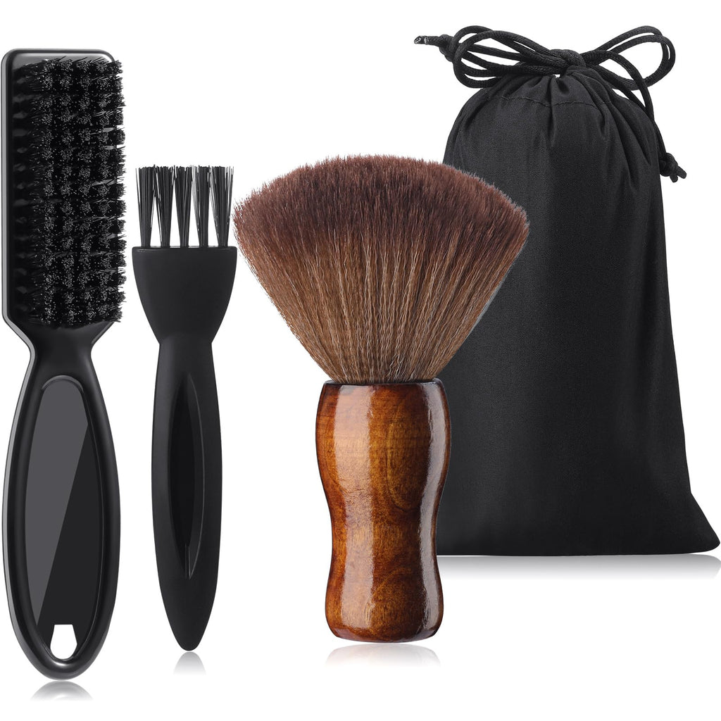 Patelai 3 Pieces Barber Neck Duster Brush Clipper Cleaner Shaver Razor Trimmer Cleaning Brush with Storage Bag for Hair Styling(Black)