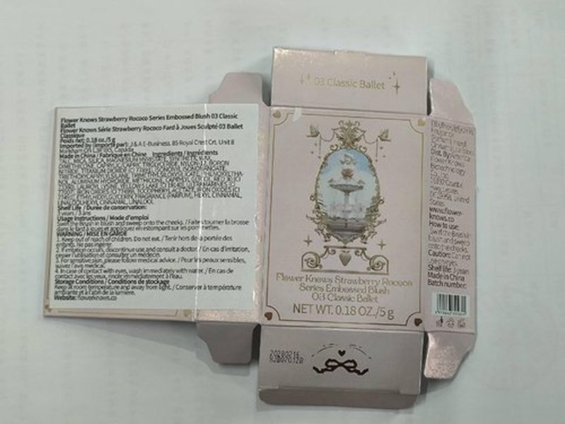 Flower Knows Strawberry Rococo Embossed Blush,Rose Pink Matte Powder Blush for Cheeks,Buildable & Blendable Face Makeup,Soft Long-Lasting Cute Make Up for Women & Girls,0.17 Oz(03 Classic Ballet)