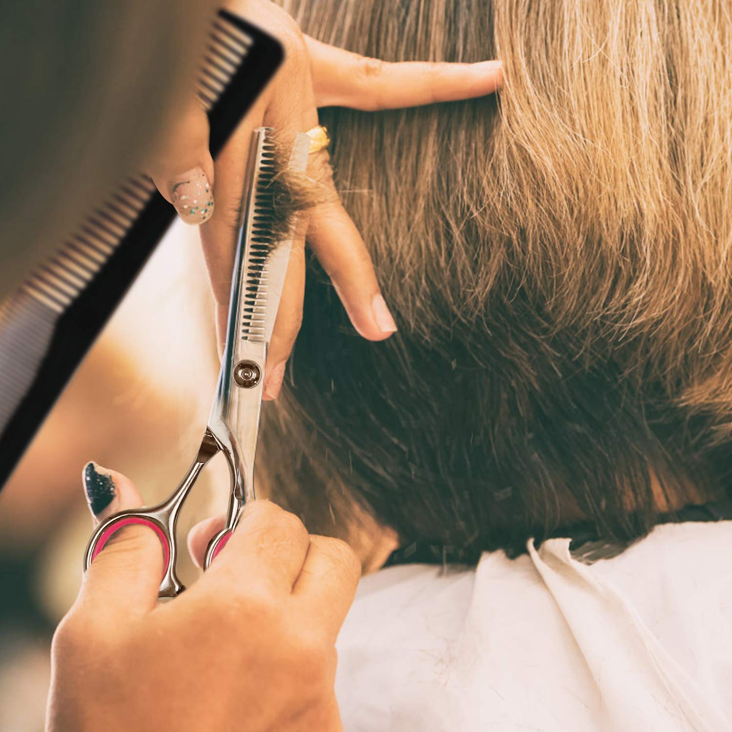 Sirabe 9 PCS Hair Cutting Scissors Thinning Shears Kit, Professional Haircut Scissors Set, Barber Hairdressing Texturizing Shears Tools for Salon Home Men Women Kids Adults Pet