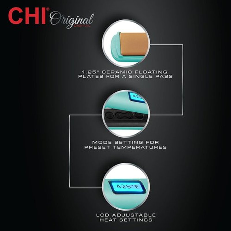 CHI Original Flat Iron Hair Straightener - Ceramic Floating Plates for Smooth Styling | 1.25" Mint Mojito