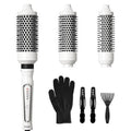 K&K 3 in 1 Thermal Brush Set, Ceramic Hot Brush, Fast Heating Curling Wand for Short, Medium & Long Hair, 5 Temperature Adjustment, Dual Voltage