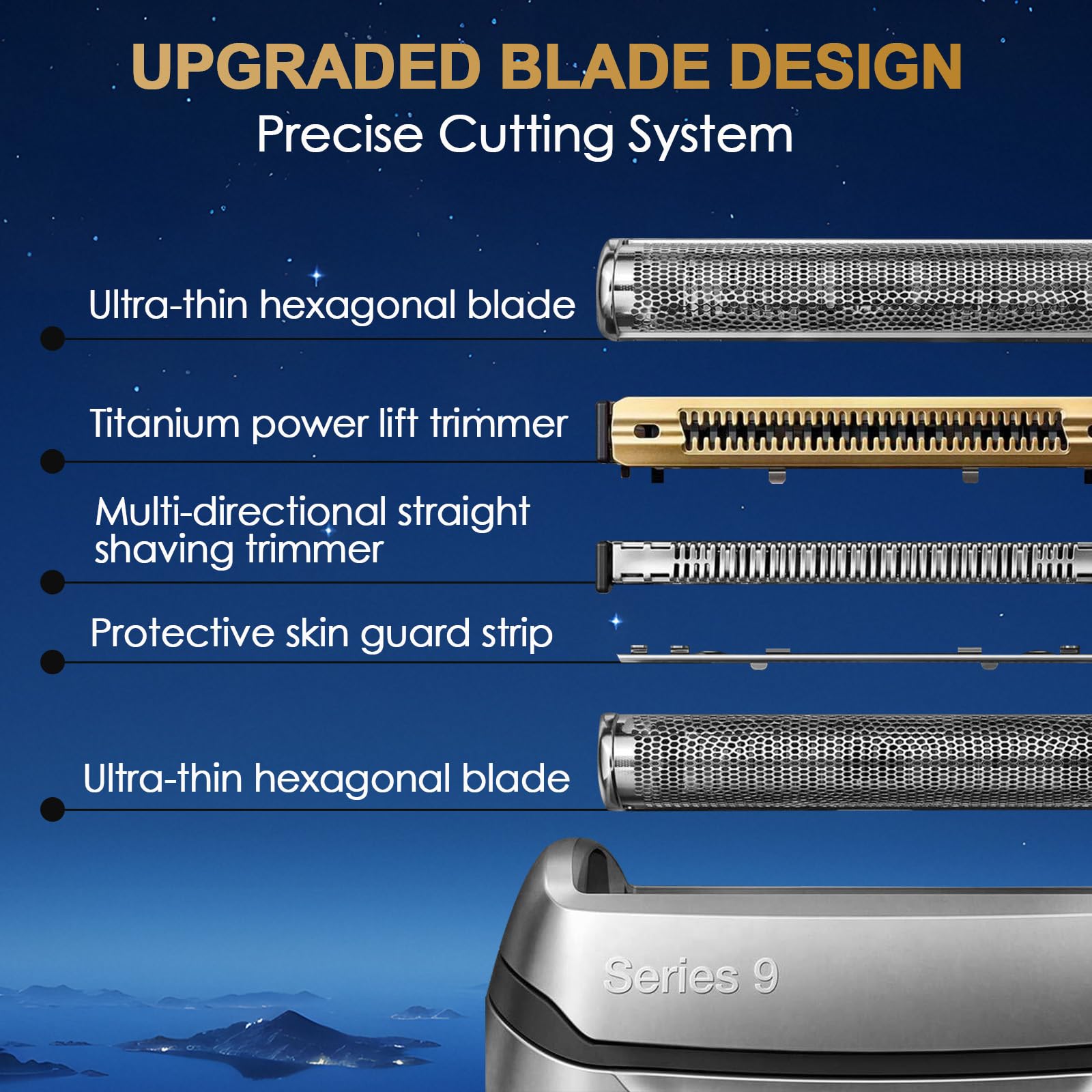 Series 9 Electric Shaver Replacement Head, 92S Series 9 Shaving Razor Head S9 Foil & Cutter Razor Heads Compatible with 9290cc, 9291cc, 9370cc, 9293s, 9385cc, 9390cc, 9330s, 9296cc Etc