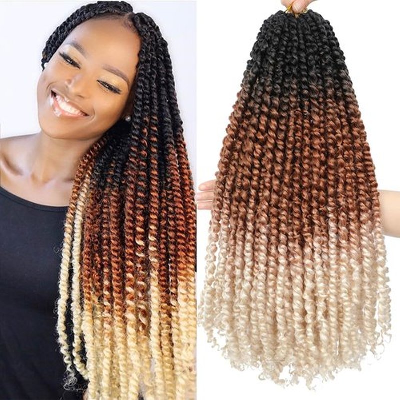 Bestlove 8 Packs Crochet Passion Twist Hair Pretwisted Ombre 1b/30/613 Crochet Hair Pre-looped Passion Twist Crochet Braiding Hair 18 Inch