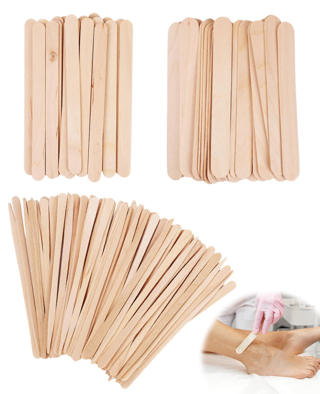 OPLCFO 2000pcs Wax Sticks for Hair Removal, 3 Style Popsicle Sticks for Waxing, Applicatorstick with Small Medium Large Sizes