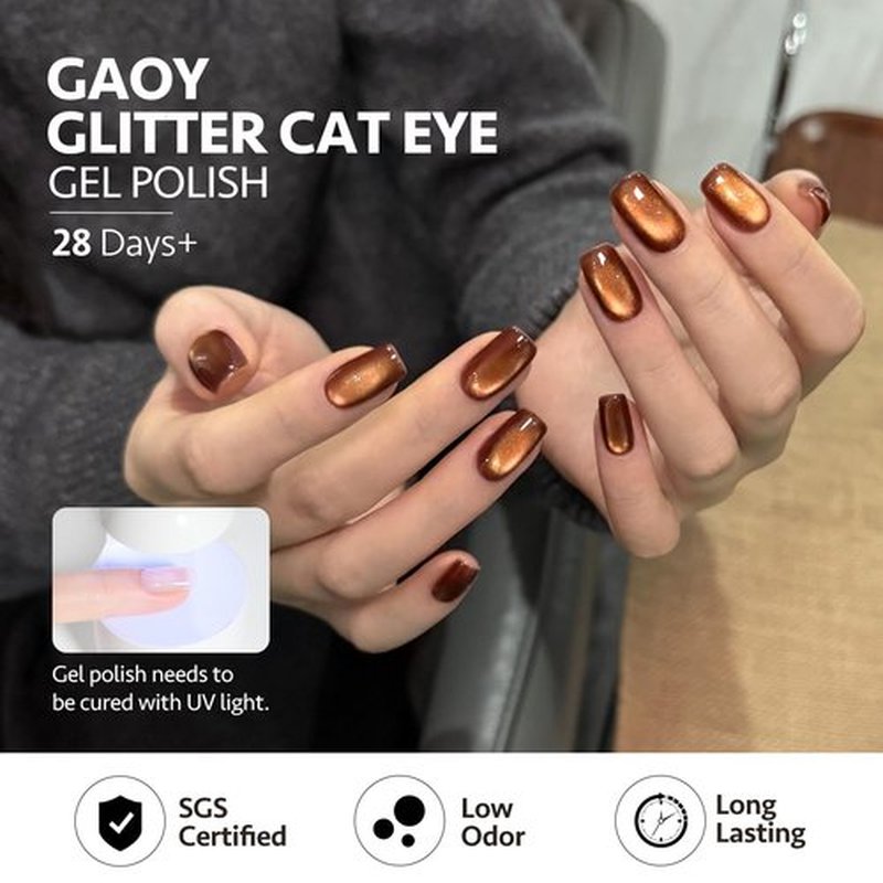 GAOY Cat Eye Gel Nail Polish Set - 6 Holographic Colors for Stunning DIY Nail Art | UV Soak Off