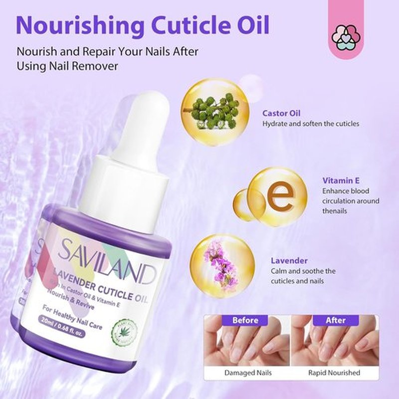 SAVILAND Pure Acetone Nail Polish Remover Kit - Fast & Easy Gel Polish Removal Tools | 8.45 FL Oz