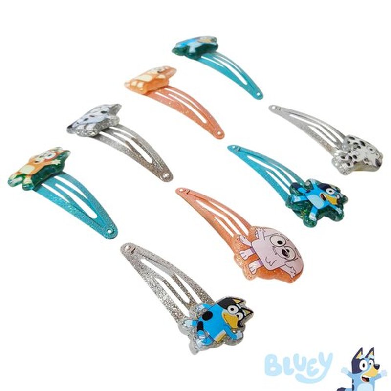 LUV HER Bluey Hair Clips for Girls Snap Clips 8 Pack Multi Color Ages 3+