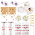 40pcs Flower Girl Proposal Gifts Set of 2, White 12oz Tumbler Sunglasses Pearl Bracelet Diamond Pen Hair Ties Flower Girl Sets for Little