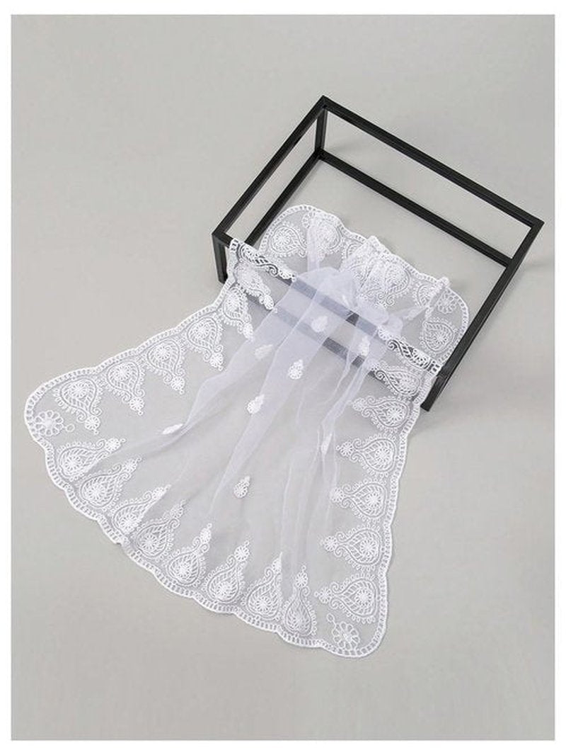 Floerns Women's Flower Embroidery Hair Scarf Headband Sheer Lace Hair Bandana White One-Size