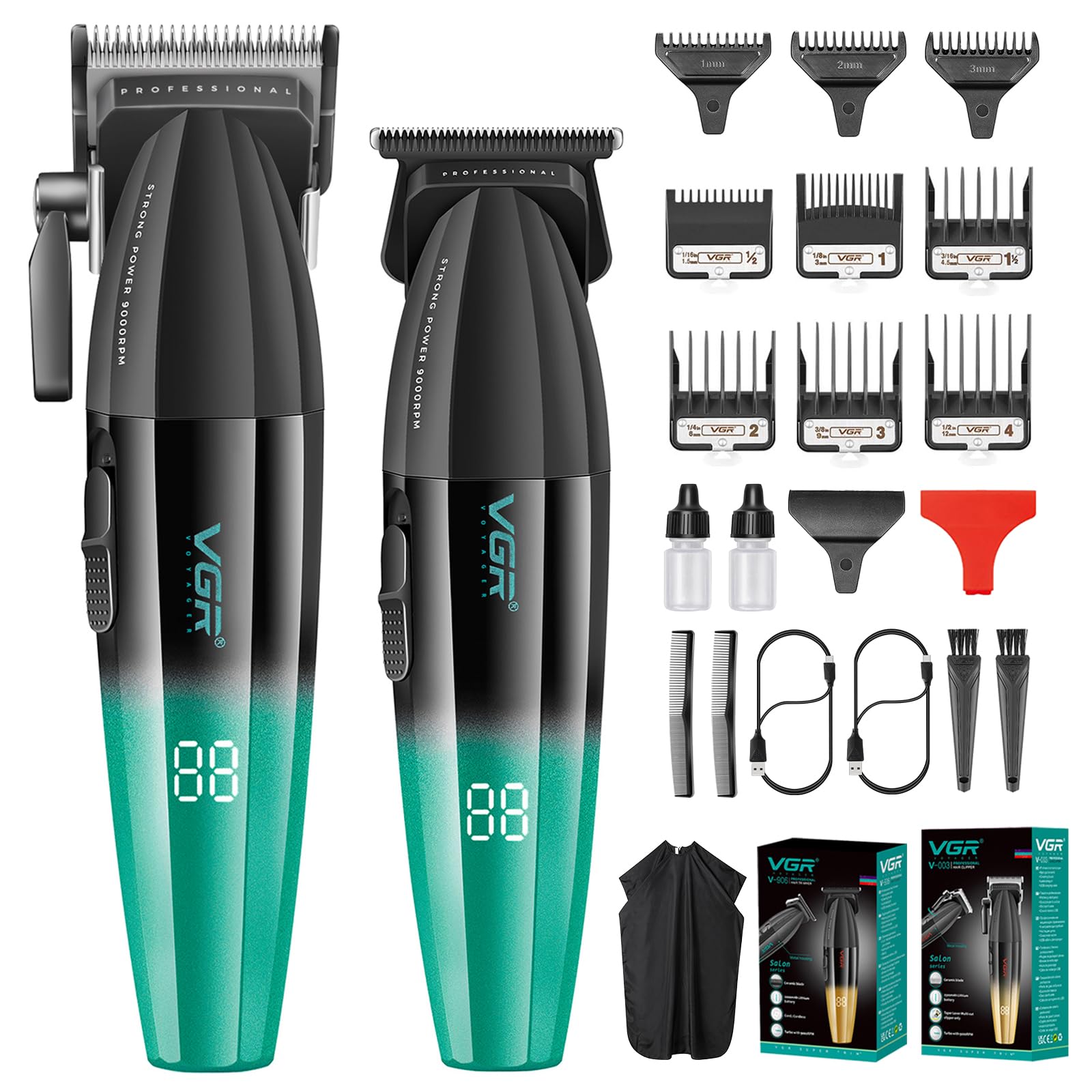 VGR 003 & 906 Professional Hair Clipper and Trimmer Set for Men, Gold