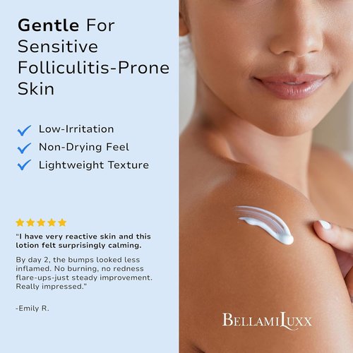 BellamiLuxx Folliculitis Acne Lotion - Soothes Itch & Redness, Reduces Body Acne & Bumps | Gentle Formula with Salicylic & Glycolic Acid