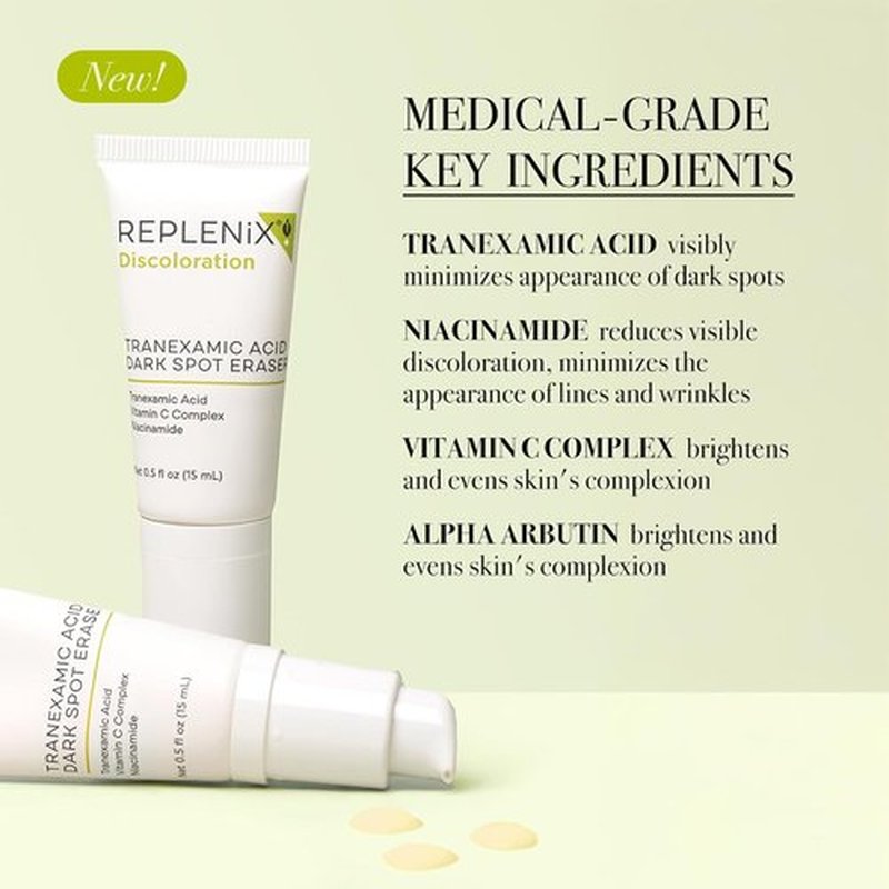Replenix Tranexamic Acid Dark Spot Treatment - Medical-Grade Serum for Uneven Skin Tone | 0.5 oz, Gluten-Free