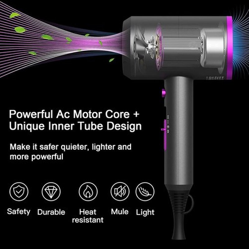 Slopehill Professional Ionic Hair Dryer - Powerful 1800W Fast Drying with Low Noise & Attachments