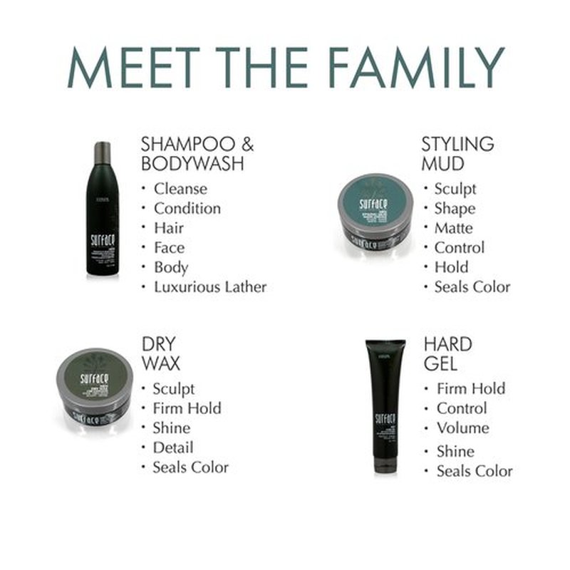 SURFACE Hair Men Styling Mud - Flexible Strong Hold with Flax and Bamboo - 2.25 oz
