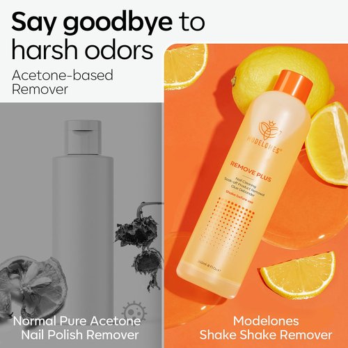 Modelones Acetone Nail Polish Remover, Professional Gel Polish Remover, Nail Glue Remover Natural Formula with Jojoba Oil for Nail Moisturizing & Care, Acrylic Dip Powder Remover(8 FL.Oz.), Lemon