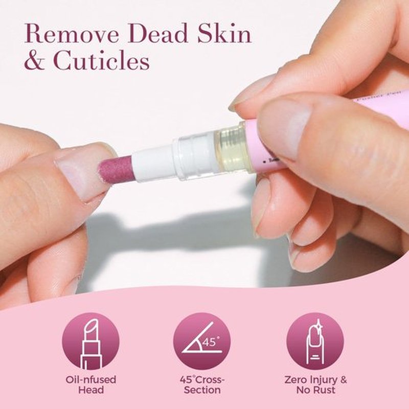 SASSYTIP Ceramic Cuticle Pusher & Oil Pen, 2ml Rose/Lavender/Fragrance Free Scented Nail Care Pen, Gentle Cuticle Remover for Dry & Damaged Nails, Moisturize Strengthen Brighten (Pink&Purple)