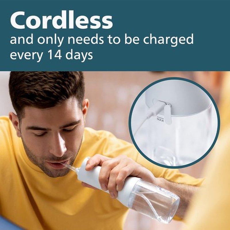 Philips Sonicare Cordless Power Flosser 3000 - Innovative Quad Stream Water Flosser | 2 Modes, 3 Intensity Levels, Ergonomic Design, White