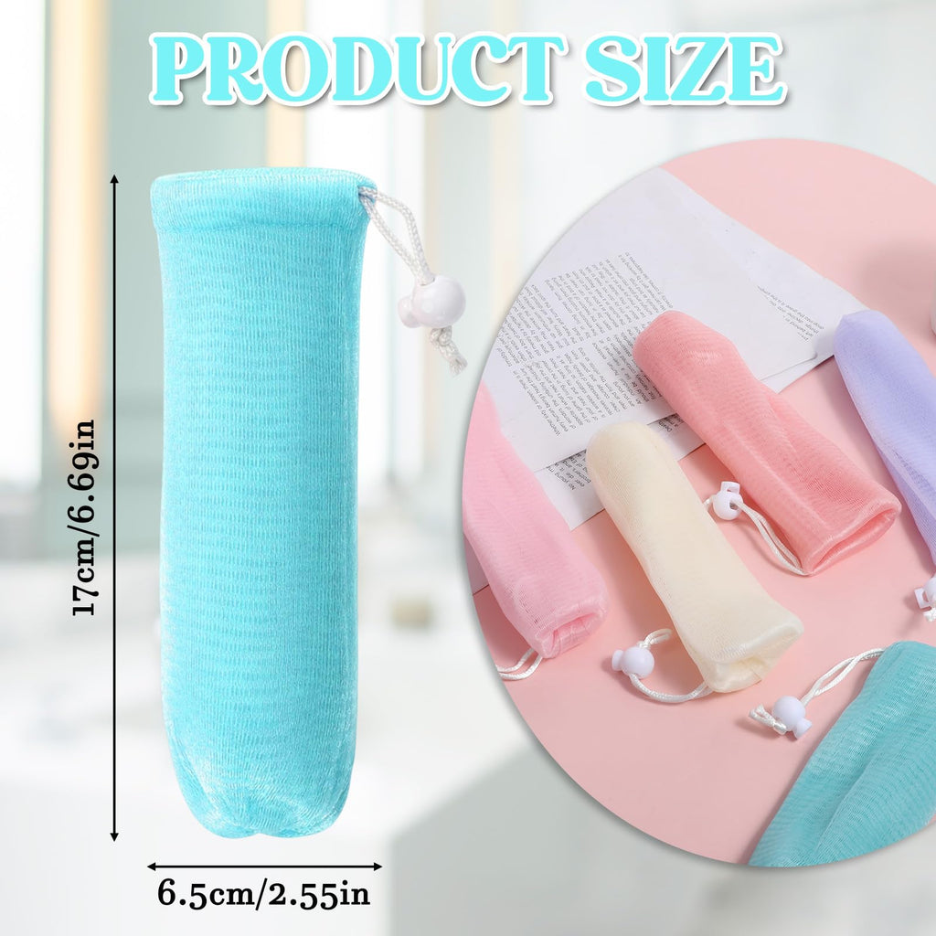 10 PCS Mesh Soap Bags for Soap Bars Exfoliating Mesh-Soap Pouch Foam Net Sleeve for Soaps Sleeve Bubble Foaming Nets Pocket with Drawstring for Face Body Cleaning (Multicolor)