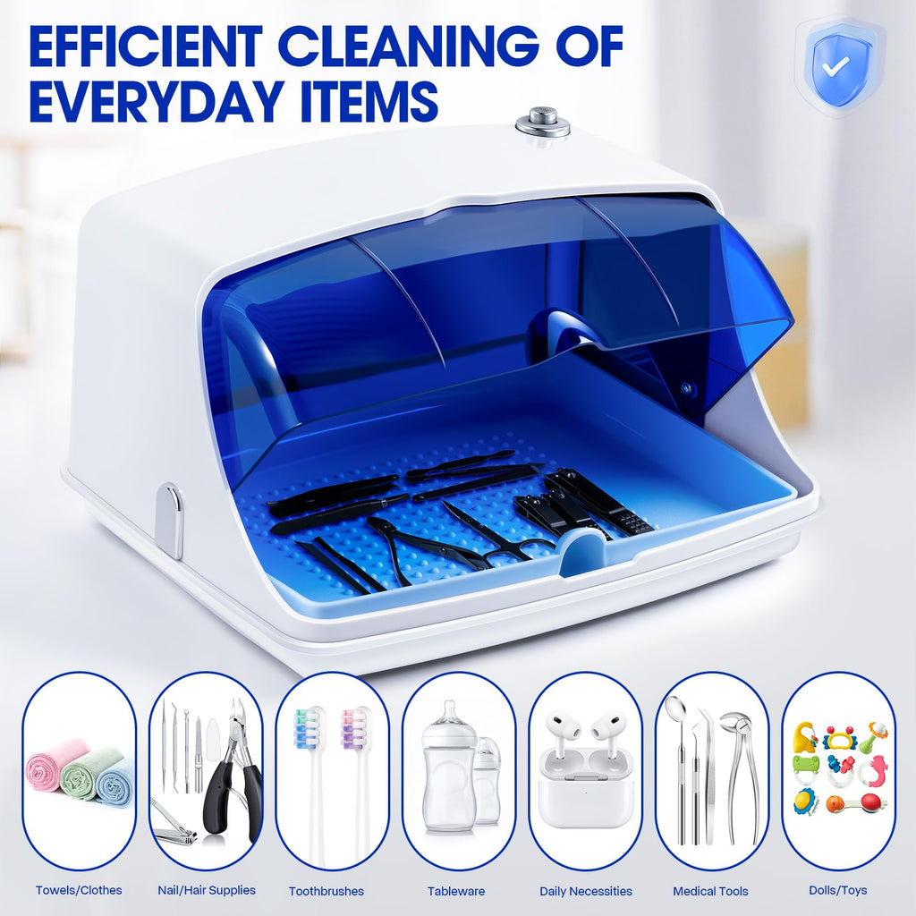 Nail Tool Sterilizer Cabinet,LXIANGN Large Capacity Nail Tools Cleaning Box Multipurpose Nail Cleaner Barber Tool Cleaning Cabinet for Spa Beauty or Home Use