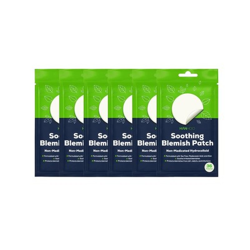 HANHOO Soothing Blemish Patch with Aloe, Madecassic Acid, and Tea Tree Extract | Hydrocolloid Spot Treatment | Calms Pre-stage, Irritated, and Popped Blemishes 216 count