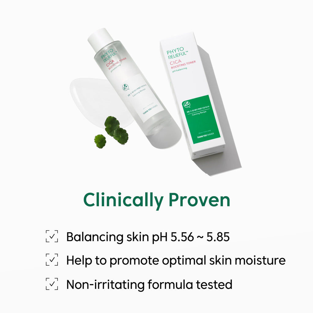 THANKYOU FARMER Phyto Relieful CICA PHA LHA Boosting Toner 7.03 fl oz (200ml), Dermatologist Tested, Alcohol-Free Liquid Exfoliant for Face, Oil-Free Hydrating Toner, Vegan, Fragrance-Free