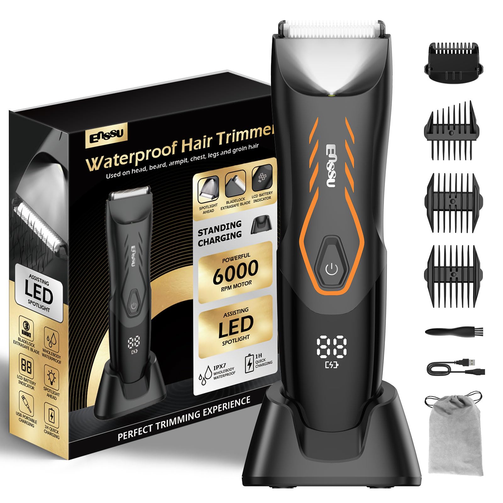 Manscape Body Hair Trimmer for Men w/Light Pubic Hair Trimmer Safe Blade