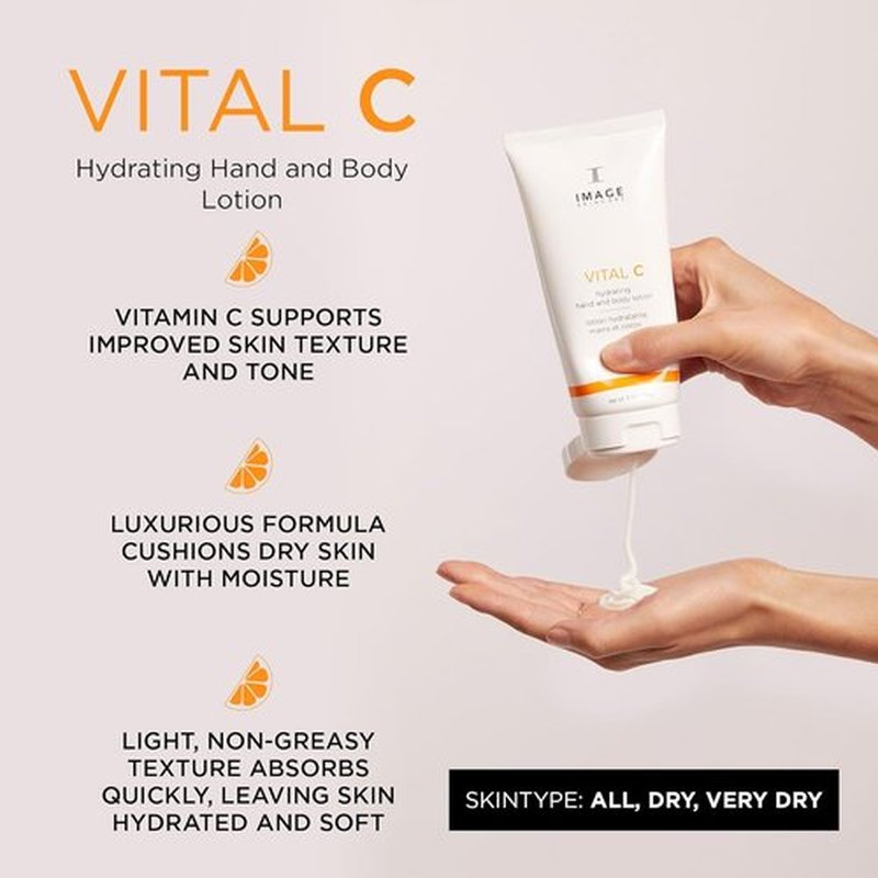 IMAGE Skincare VITAL C Hydrating Hand & Body Lotion - Brightening Moisturizer with Vitamin C & Shea Butter, 6 oz