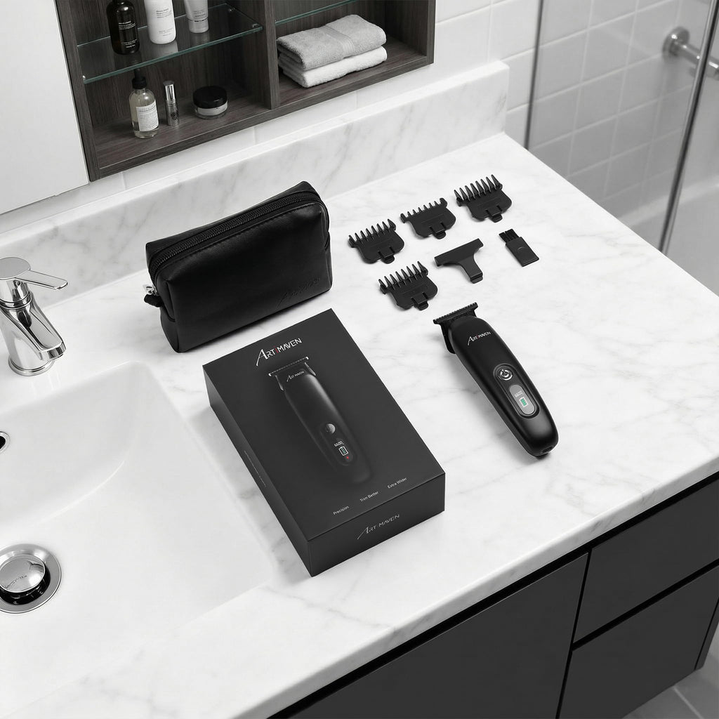 Artimaven Beard Trimmer for Men, Cordless Hair Clipper & Beard Trimmer Kit, USB-C Rechargeable, DLC Precision Blade, 150-Min Runtime, Compact Travel Grooming Set, Gift for Men with Toiletry Bag