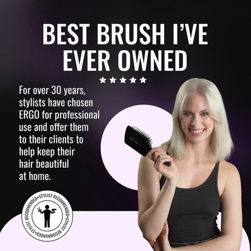 ERGO Super Gentle Mini Paddle Brush - Dual Detangler for Thick or Thin Hair | Perfect for Blow Drying