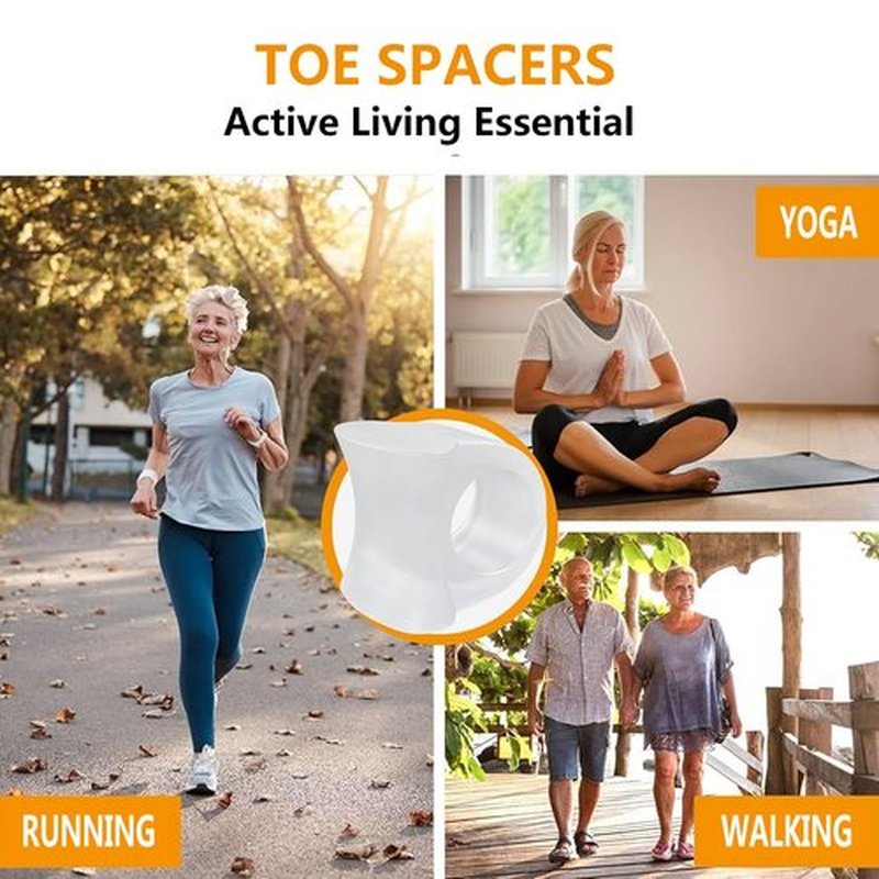 Gel Toe Separators for Overlapping Toes, Bunions, Big Toe Alignment, Corrector and Spacer， Preventing Rubbing & Relieve Pressure - 4 Pack (White)